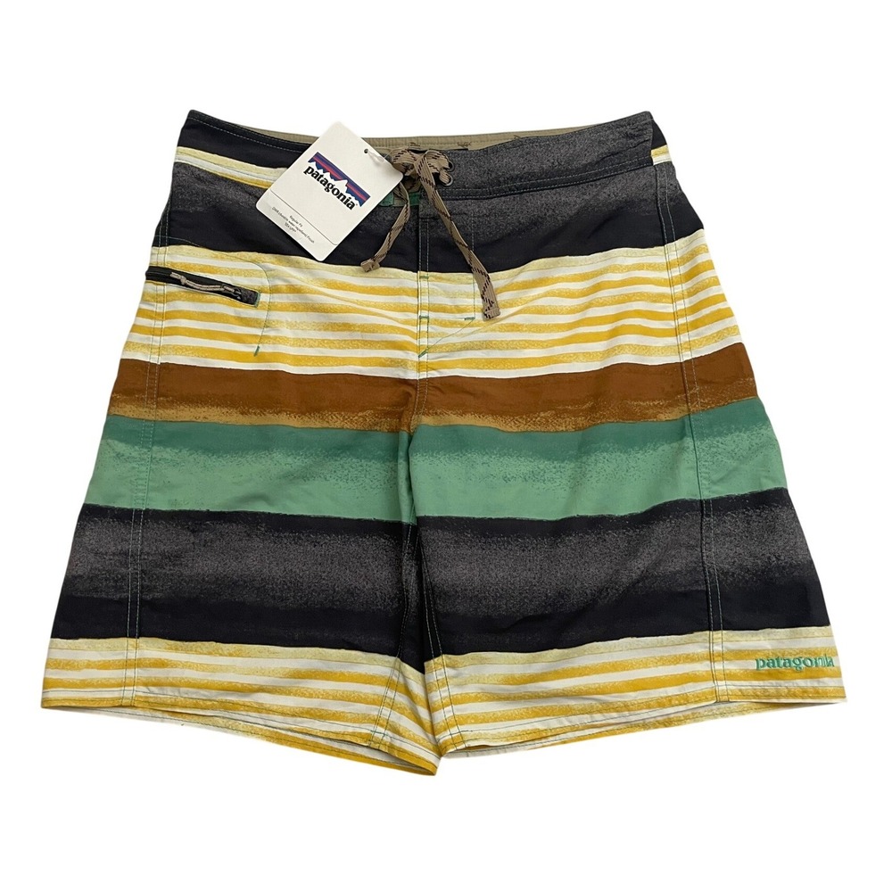 Patagonia Printed‎ Wavefarer Board Shorts 30 Striped UPF 50+ Swim Trunks 86620
